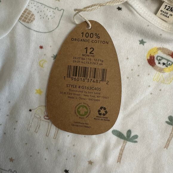 Rabbit Bear NWT Organic Cotton Safari Animal Shirt Babies Size 12M - Picture 6 of 8